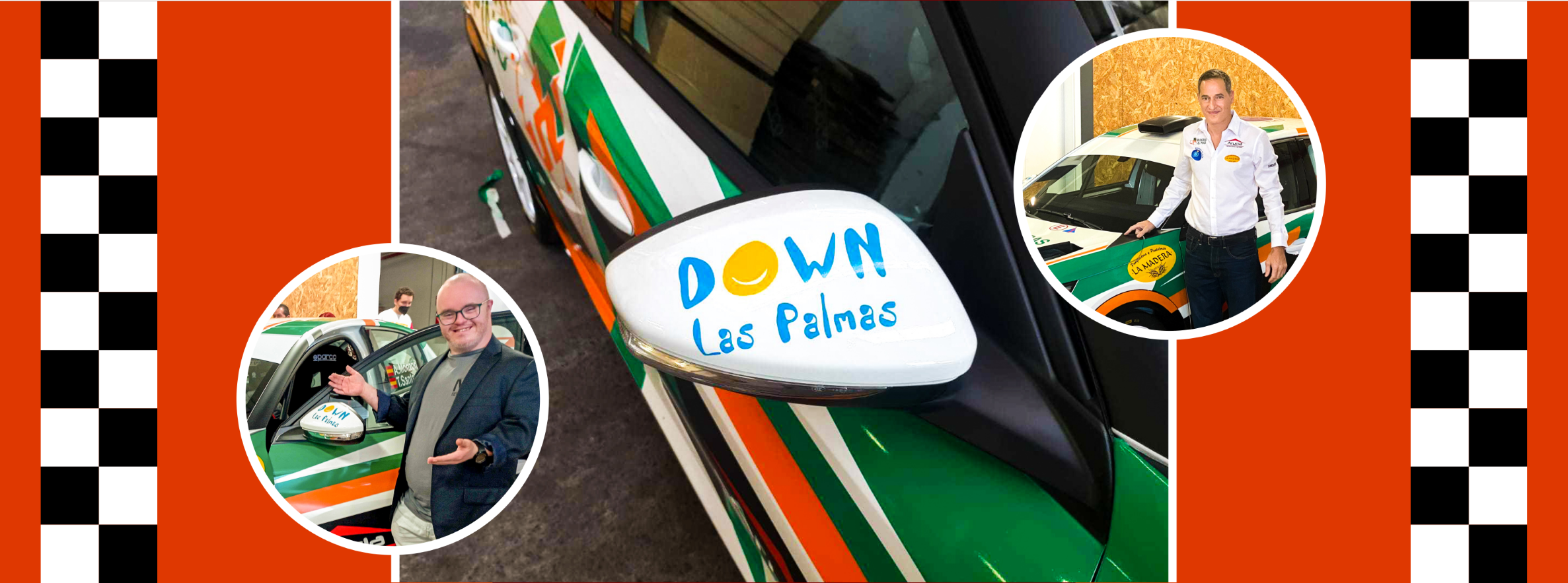 Fotografías del coche con el logo de Down Las Palmas